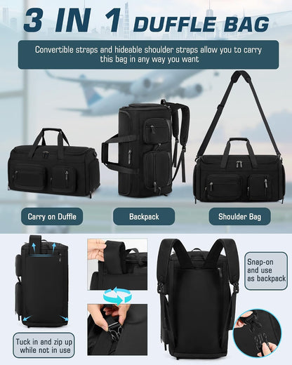 Garment Bag for Men, 45L Convertible Suit Travel Bag, Black