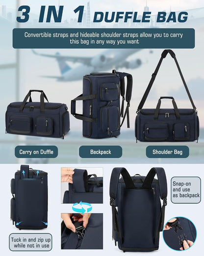 Garment Bag for Men, 45L Convertible Suit Travel Bag, Black