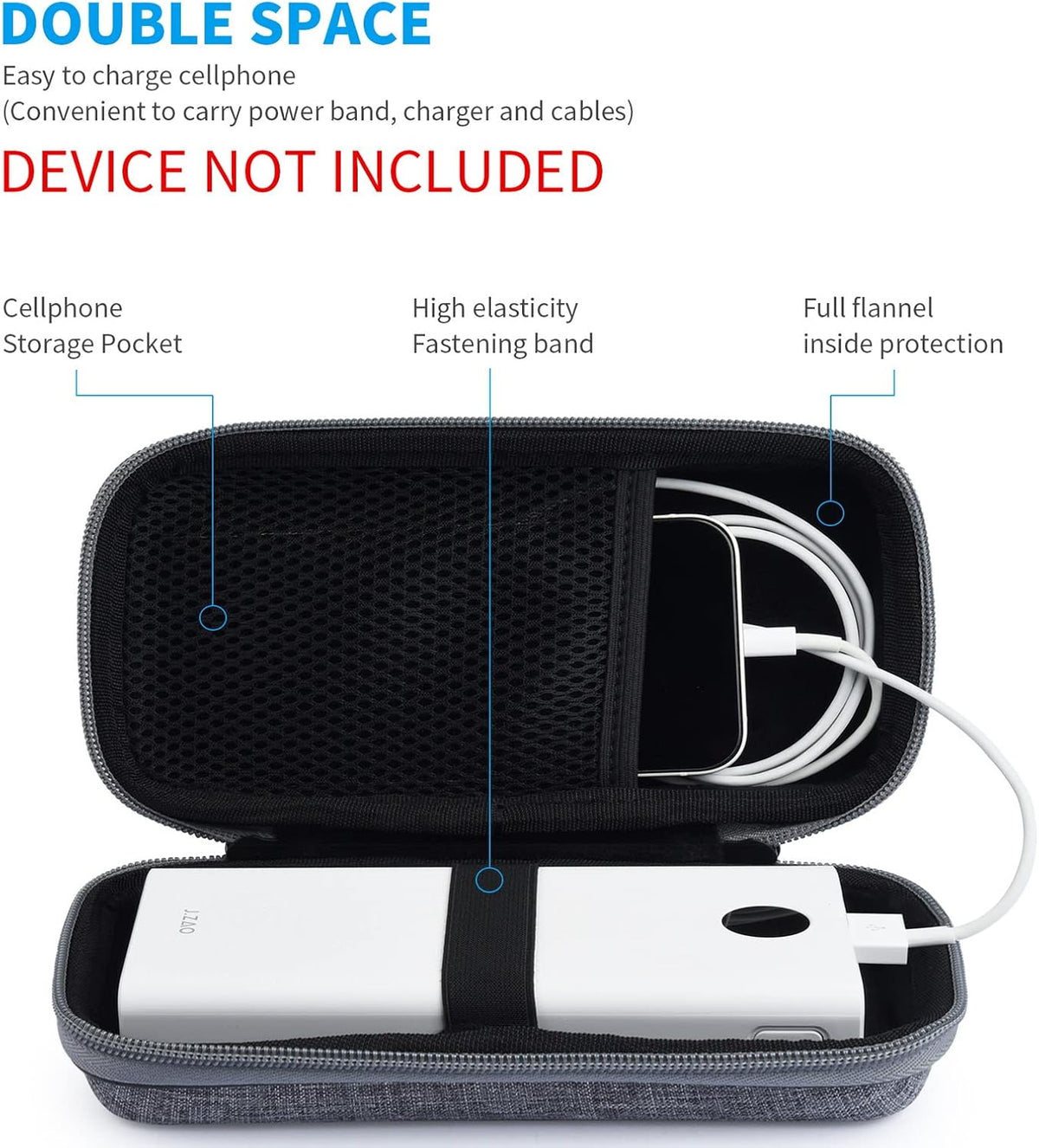 Hard Travel Case Fit for RAVPower 26800/20100/20000mAh, Anker Power Core 26800mAh/PowerCore +26800mAh, Dulla M50000 Power Bank 12000mAh, ROMOSS 30000mAh, Lab599 Tx500 Radio (Large Black)
