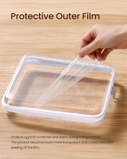 3PCS Large Clear Hard Shell Zippered Case, Diaper Bag Organizing Pouches, Waterproof Cosmetic Bag, Storage Organizer Bins.