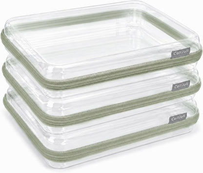 3PCS Large Clear Hard Shell Zippered Case, Diaper Bag Organizing Pouches, Waterproof Cosmetic Bag, Storage Organizer Bins.