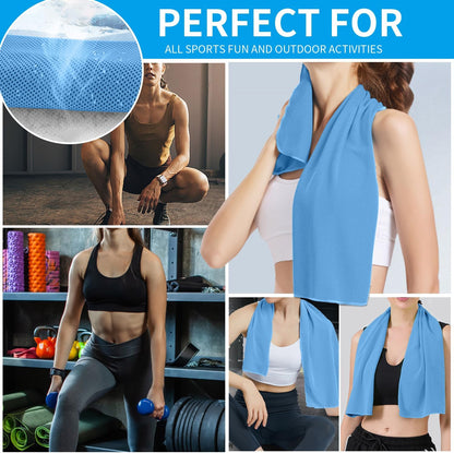5 Pack Cooling Towels, 40 Inches x 12 Inches, Breathable Soft Chilly Microfiber Towel for Yoga, Sport, Running, Workout, Gym, Camping and Fitness, Multicolor