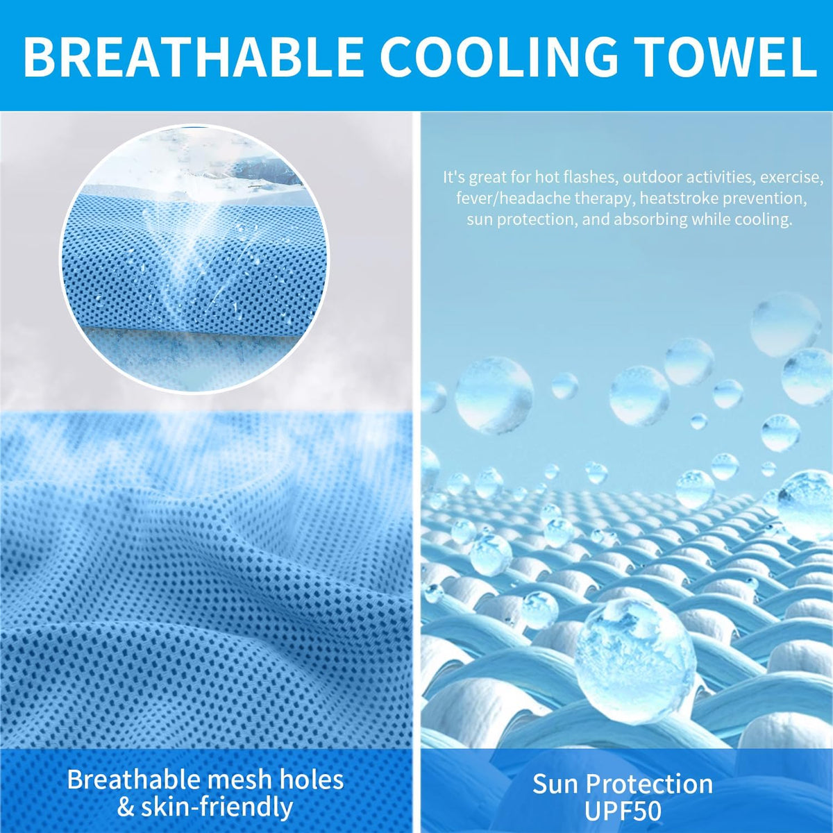 5 Pack Cooling Towels, 40 Inches x 12 Inches, Breathable Soft Chilly Microfiber Towel for Yoga, Sport, Running, Workout, Gym, Camping and Fitness, Multicolor