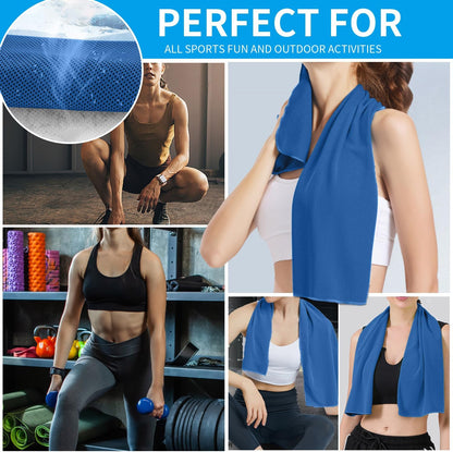 5 Pack Cooling Towels, 40 Inches x 12 Inches, Breathable Soft Chilly Microfiber Towel for Yoga, Sport, Running, Workout, Gym, Camping and Fitness, Multicolor