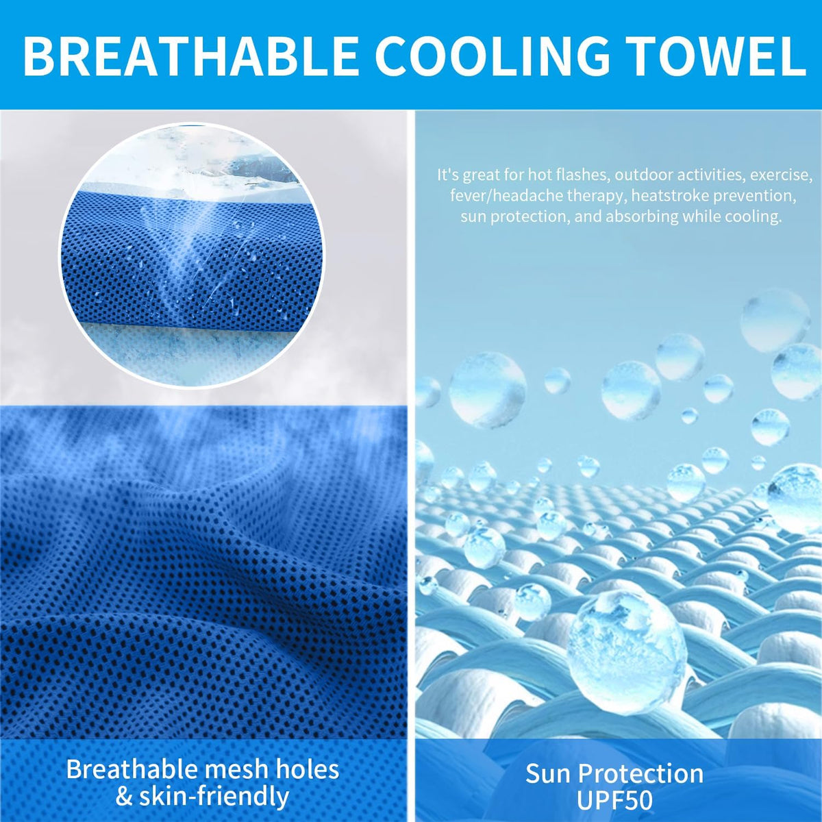 5 Pack Cooling Towels, 40 Inches x 12 Inches, Breathable Soft Chilly Microfiber Towel for Yoga, Sport, Running, Workout, Gym, Camping and Fitness, Multicolor