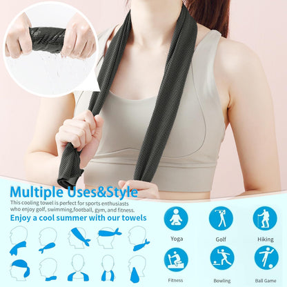 5 Pack Cooling Towels, 40 Inches x 12 Inches, Breathable Soft Chilly Microfiber Towel for Yoga, Sport, Running, Workout, Gym, Camping and Fitness, Multicolor