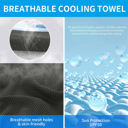 5 Pack Cooling Towels, 40 Inches x 12 Inches, Breathable Soft Chilly Microfiber Towel for Yoga, Sport, Running, Workout, Gym, Camping and Fitness, Multicolor