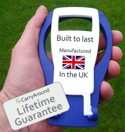 Fold Away Cup Carrier/Caddy [Made in UK] (Blue) Take-Out Coffee Soft Drink Pint Beer Beverage Holder, Sturdy Reusable Pocket Size, Festival Sports Gigs - Easy & Safe 2,3,4 Cups