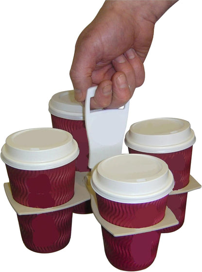 Fold Away Cup Carrier/Caddy [Made in UK] (Blue) Take-Out Coffee Soft Drink Pint Beer Beverage Holder, Sturdy Reusable Pocket Size, Festival Sports Gigs - Easy & Safe 2,3,4 Cups