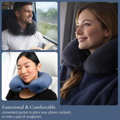 Travel Neck Pillow - Lightweight U-Shaped Memory Foam Travel Pillow for Airplane, Car Travels & Sleeping, Blue
