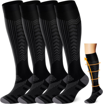 Copper Compression Socks Men & Women 4 Pairs,Best Support for Nurses,Running,FLying,Athletic