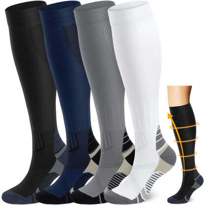 Copper Compression Socks Men & Women 4 Pairs,Best Support for Nurses,Running,FLying,Athletic