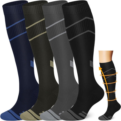 Copper Compression Socks Men & Women 4 Pairs,Best Support for Nurses,Running,FLying,Athletic