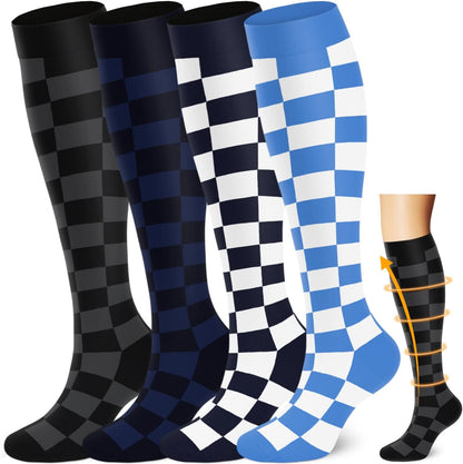Copper Compression Socks Men & Women 4 Pairs,Best Support for Nurses,Running,FLying,Athletic