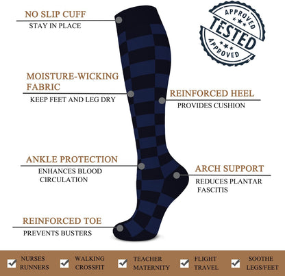 Copper Compression Socks Men & Women 4 Pairs,Best Support for Nurses,Running,FLying,Athletic