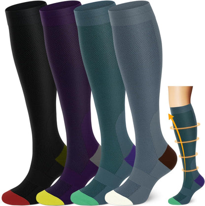 Copper Compression Socks Men & Women 4 Pairs,Best Support for Nurses,Running,FLying,Athletic