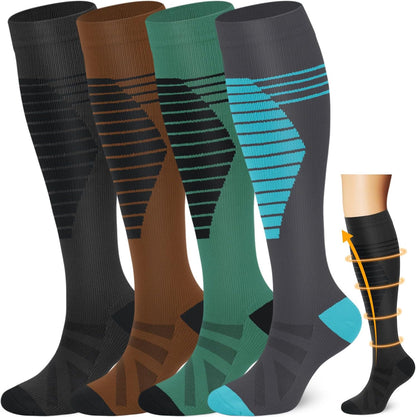 Copper Compression Socks Men & Women 4 Pairs,Best Support for Nurses,Running,FLying,Athletic