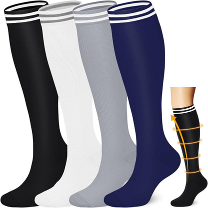 Copper Compression Socks Men & Women 4 Pairs,Best Support for Nurses,Running,FLying,Athletic