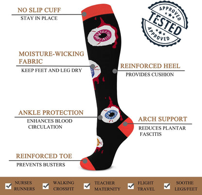 Copper Compression Socks Men & Women 4 Pairs,Best Support for Nurses,Running,FLying,Athletic
