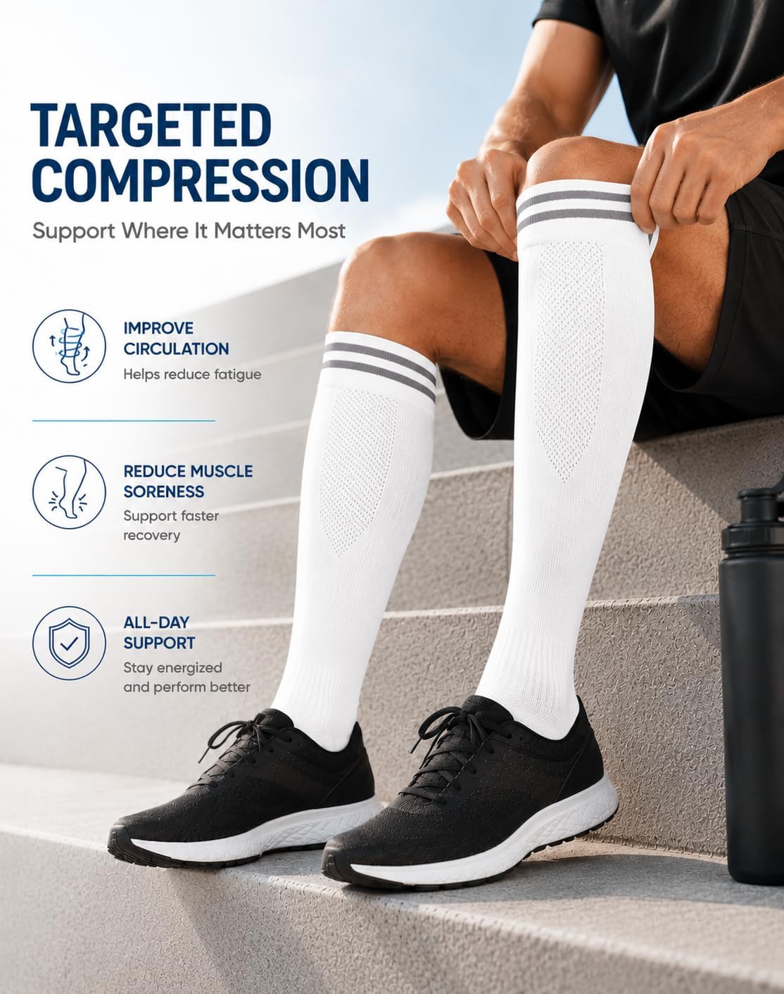 Copper Compression Socks Men & Women 4 Pairs,Best Support for Nurses,Running,FLying,Athletic