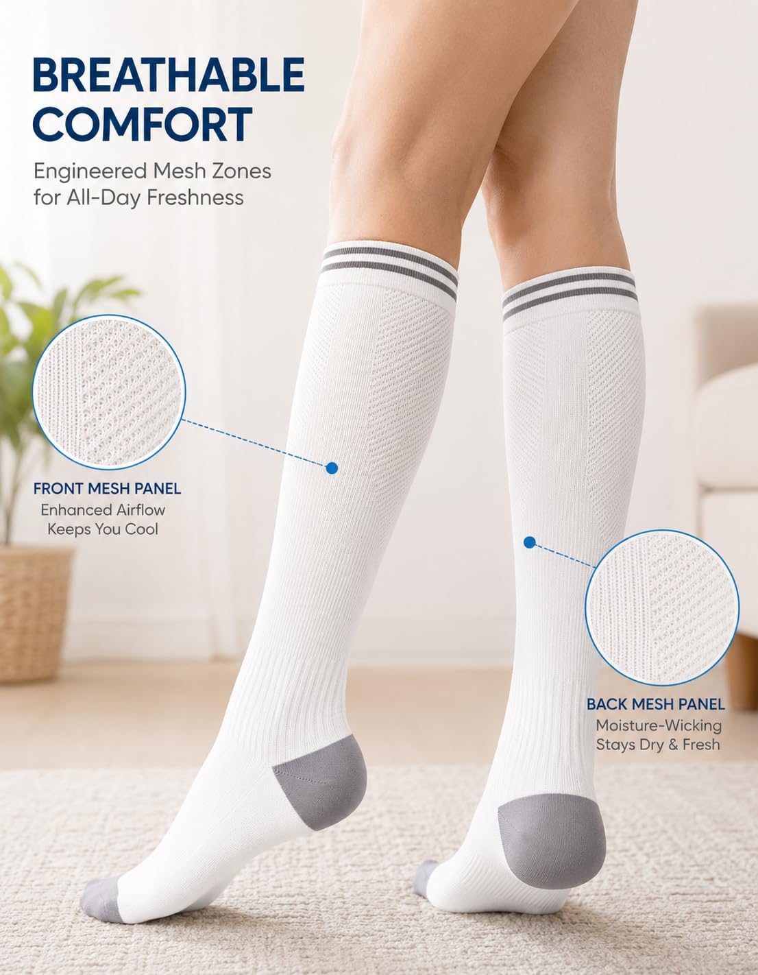 Copper Compression Socks Men & Women 4 Pairs,Best Support for Nurses,Running,FLying,Athletic