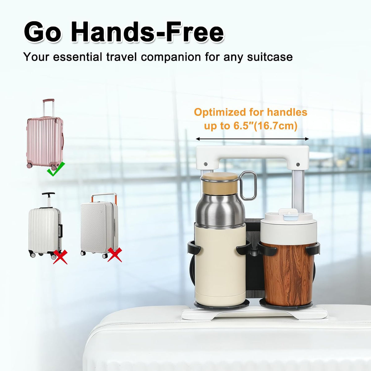 Luggage Travel Cup Holder, Folding Drink Caddy for Suitcases