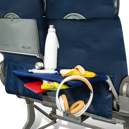 Airplane Tray Organizer/Tote with 4 Storage Pockets, Back Seat Airplane Tray Cover, Converts into a Drawstring Tote, Washable, Durable & Lightweight (2.8 oz) Airplane Travel Essentials