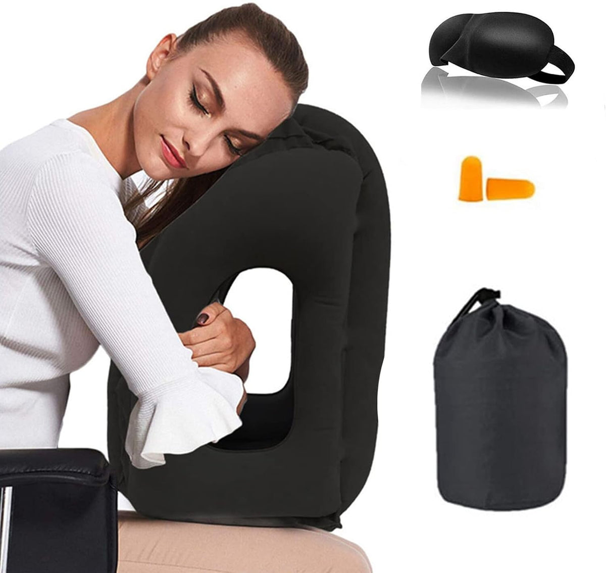 Inflatable Travel Pillows for Airplane, Blow Up Neck Pillow for Sleeping, Airplane Travel Essentials for Long Flight Support Head, Neck and Lumbar, Used for Car/Bus/Train/Office Rest, Adults Kids