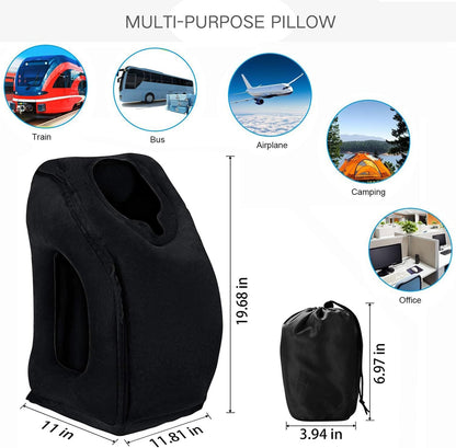 Inflatable Travel Pillows for Airplane, Blow Up Neck Pillow for Sleeping, Airplane Travel Essentials for Long Flight Support Head, Neck and Lumbar, Used for Car/Bus/Train/Office Rest, Adults Kids