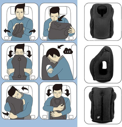 Inflatable Travel Pillows for Airplane, Blow Up Neck Pillow for Sleeping, Airplane Travel Essentials for Long Flight Support Head, Neck and Lumbar, Used for Car/Bus/Train/Office Rest, Adults Kids