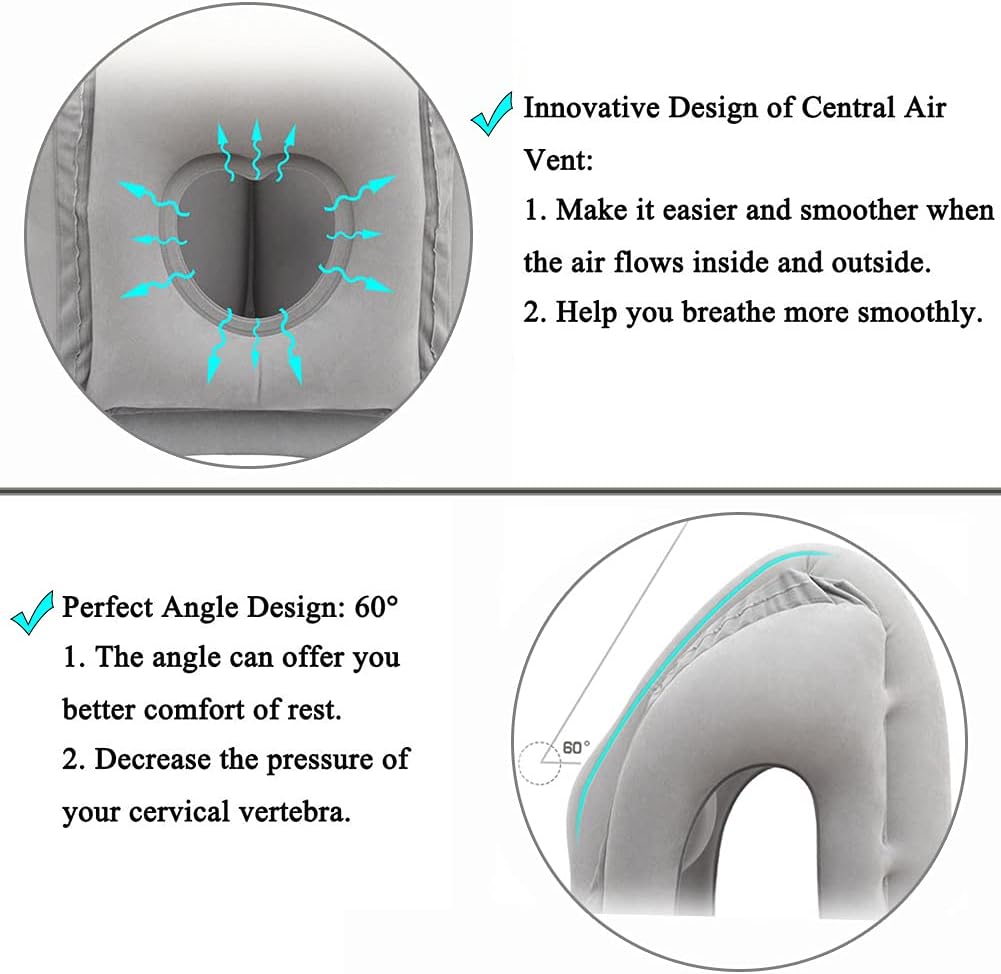 Inflatable Travel Pillows for Airplane, Blow Up Neck Pillow for Sleeping, Airplane Travel Essentials for Long Flight Support Head, Neck and Lumbar, Used for Car/Bus/Train/Office Rest, Adults Kids