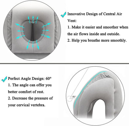 Inflatable Travel Pillows for Airplane, Blow Up Neck Pillow for Sleeping, Airplane Travel Essentials for Long Flight Support Head, Neck and Lumbar, Used for Car/Bus/Train/Office Rest, Adults Kids