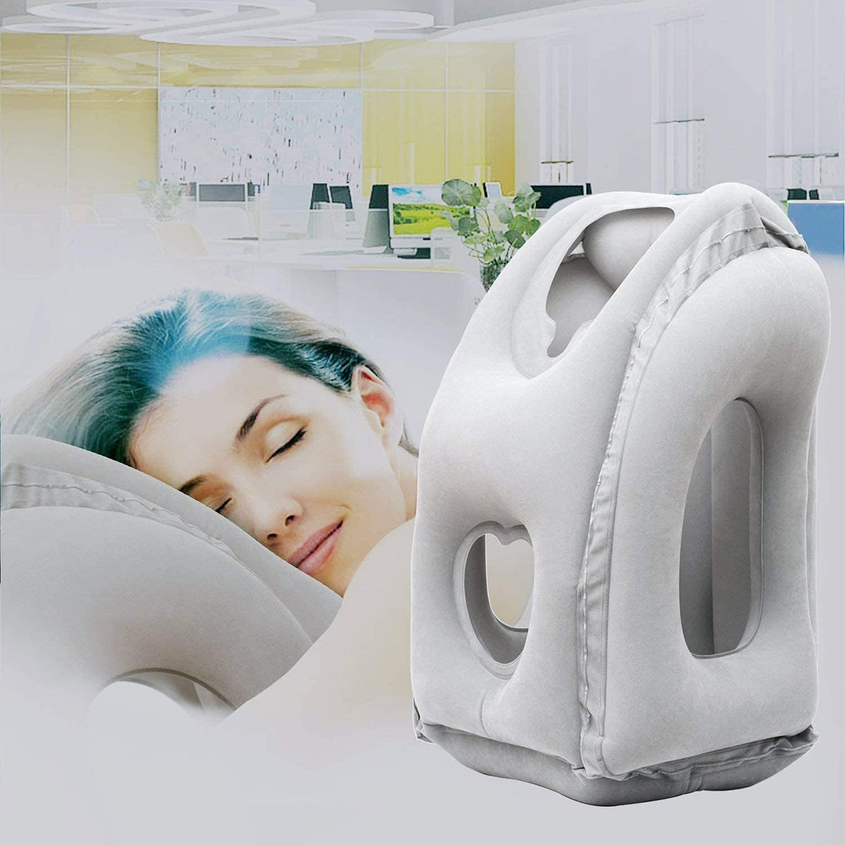 Inflatable Travel Pillows for Airplane, Blow Up Neck Pillow for Sleeping, Airplane Travel Essentials for Long Flight Support Head, Neck and Lumbar, Used for Car/Bus/Train/Office Rest, Adults Kids