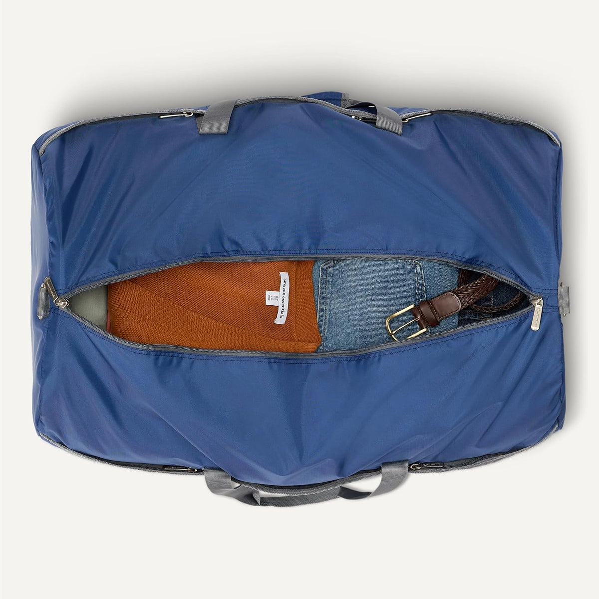 Extra Large Foldable Nylon Duffel Bag for Travel/Storage with Zippered Pockets, 32.4", 150L, 50-LBS Capacity, Navy Blue (Previously Amazon Basics)