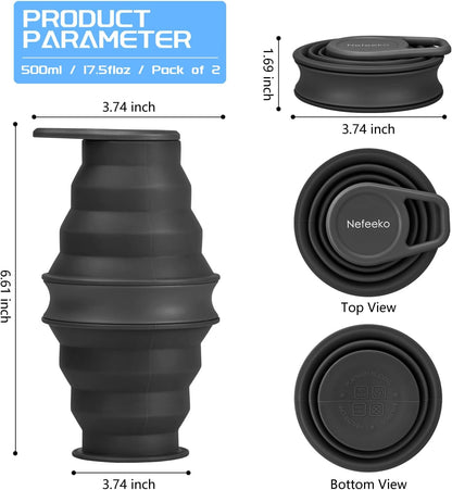Collapsible Water Bottle, BPA Free Silicone Foldable Water Bottles