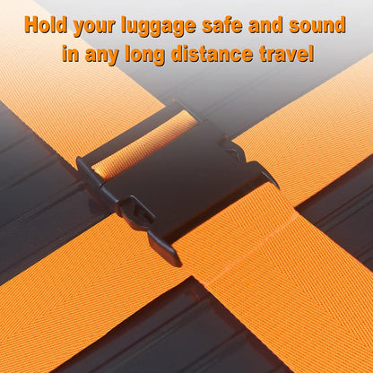 Luggage Straps for Suitcases TSA Approved Travel Belt 4 Pack (Orange)