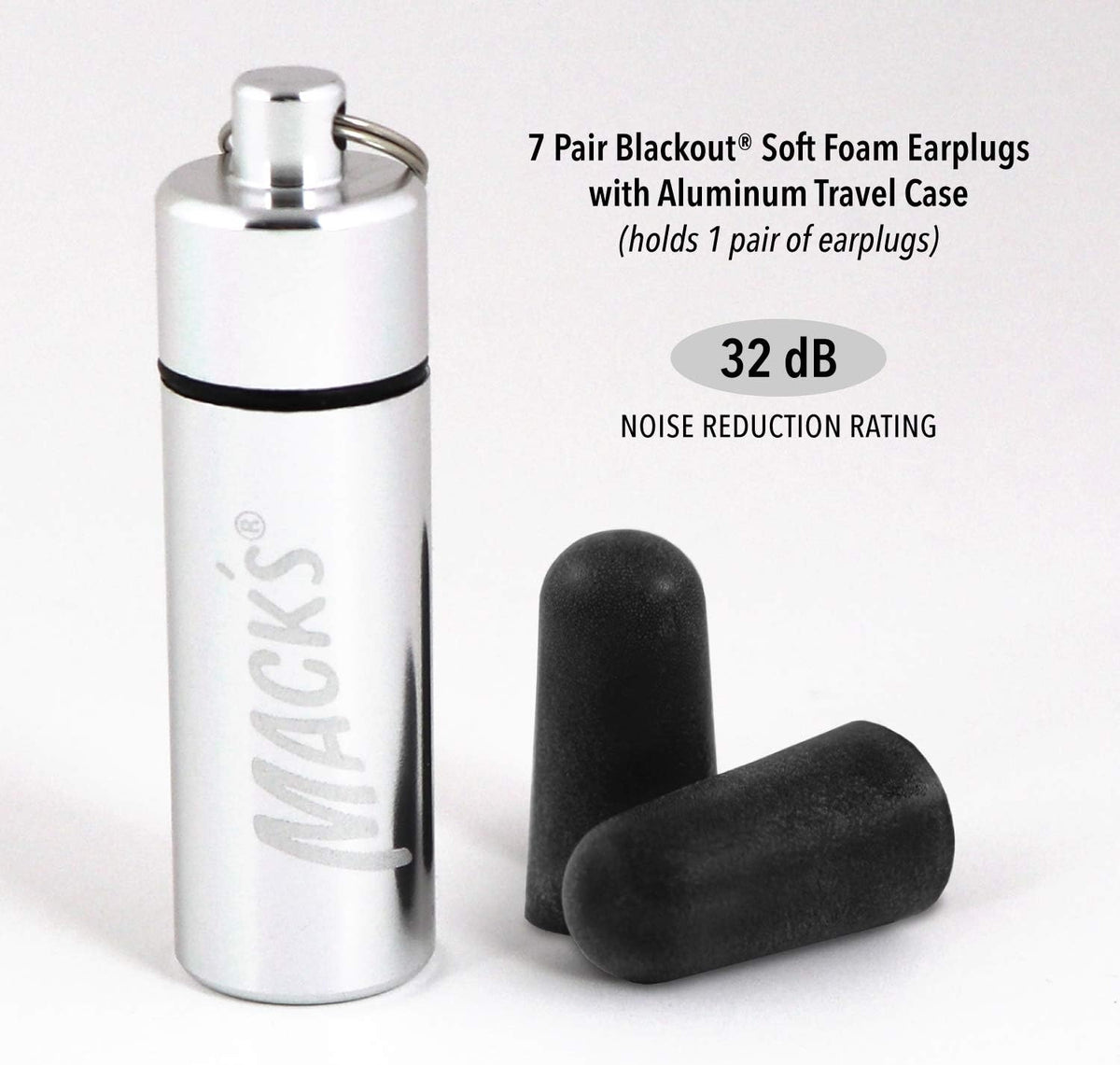 Blackout Soft Foam Earplugs, 7 Pair with Travel Case - 32 dB Highest NRR, Comfortable Ear Plugs for Concerts, Jam Sessions, Nightclubs, Loud Events and Shooting Sports