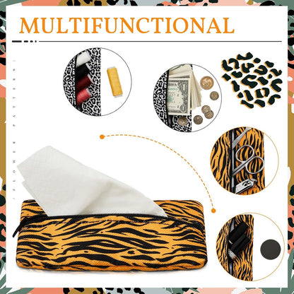 2 Pieces Purse Tissue Holder Tissue Pouch, Leopard Print, Gold Zebra
