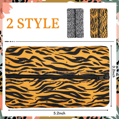 2 Pieces Purse Tissue Holder Tissue Pouch, Leopard Print, Gold Zebra