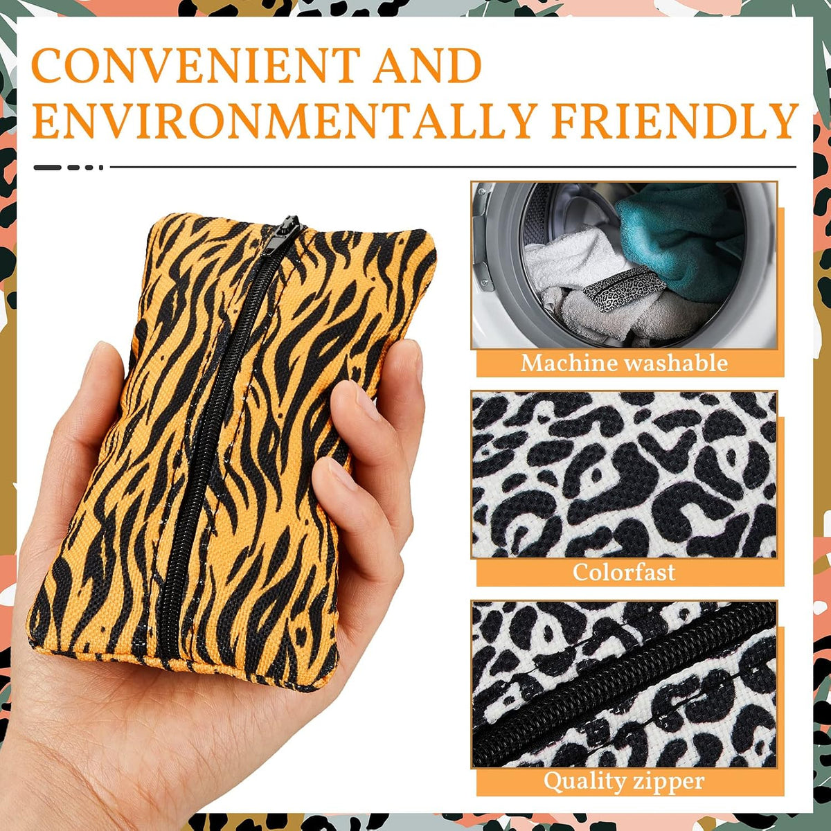 2 Pieces Purse Tissue Holder Tissue Pouch, Leopard Print, Gold Zebra