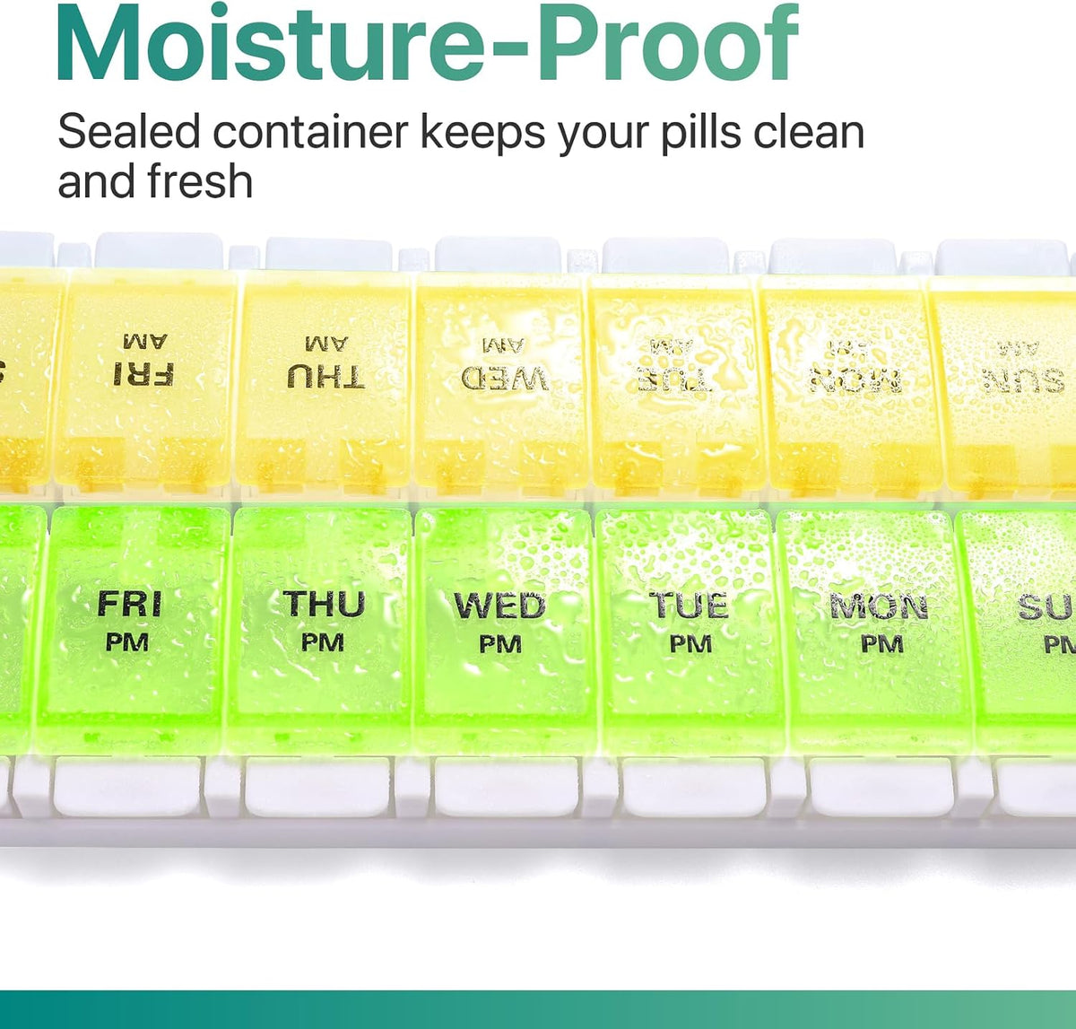 AM PM Weekly Pill Organizer 2 Times A Day, Large Daily Pill Box Case 7 Day with Easy Push Button Design, Detachable Medicine Holder for Vitamin/Fish Oil/Supplements (Rainbow)