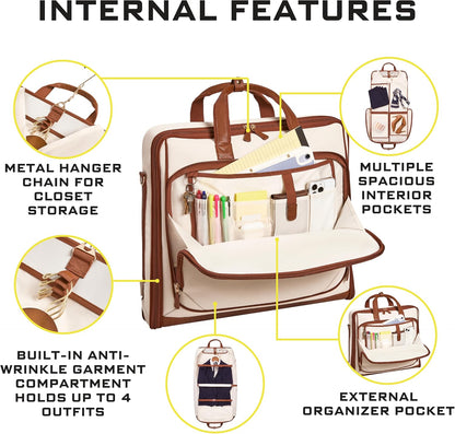 Premium travel garment bag. Carry-on for Men & Women. Hangs 4 Items