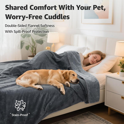 Waterproof Blanket for Bed, Soft Flannel Twin Bed Blanket 60" x 80"