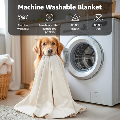 Waterproof Blanket for Bed, Soft Flannel Twin Bed Blanket 60" x 80"