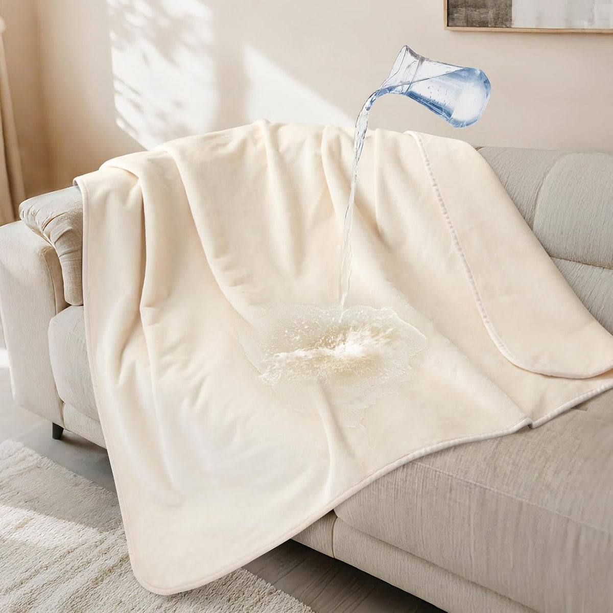 Waterproof Blanket for Bed, Soft Flannel Twin Bed Blanket 60" x 80"