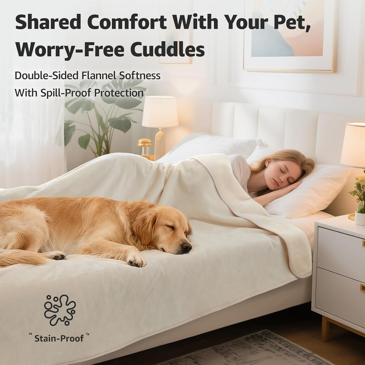 Waterproof Blanket for Bed, Soft Flannel Twin Bed Blanket 60" x 80"