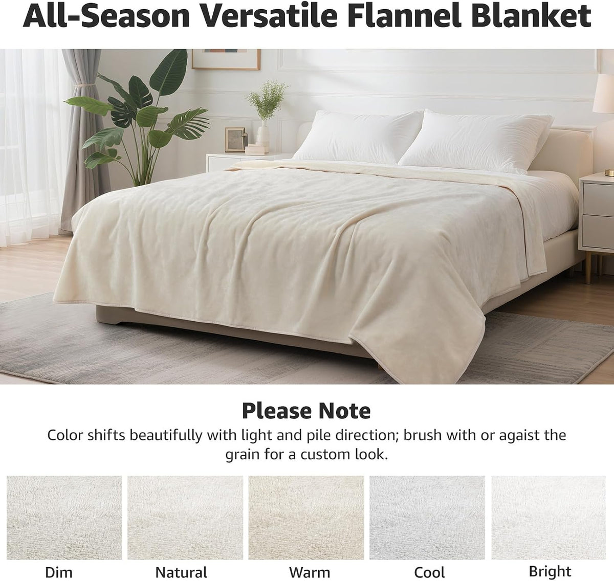 Waterproof Blanket for Bed, Soft Flannel Twin Bed Blanket 60" x 80"