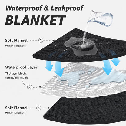 Waterproof Blanket for Bed, Soft Flannel Twin Bed Blanket 60" x 80"