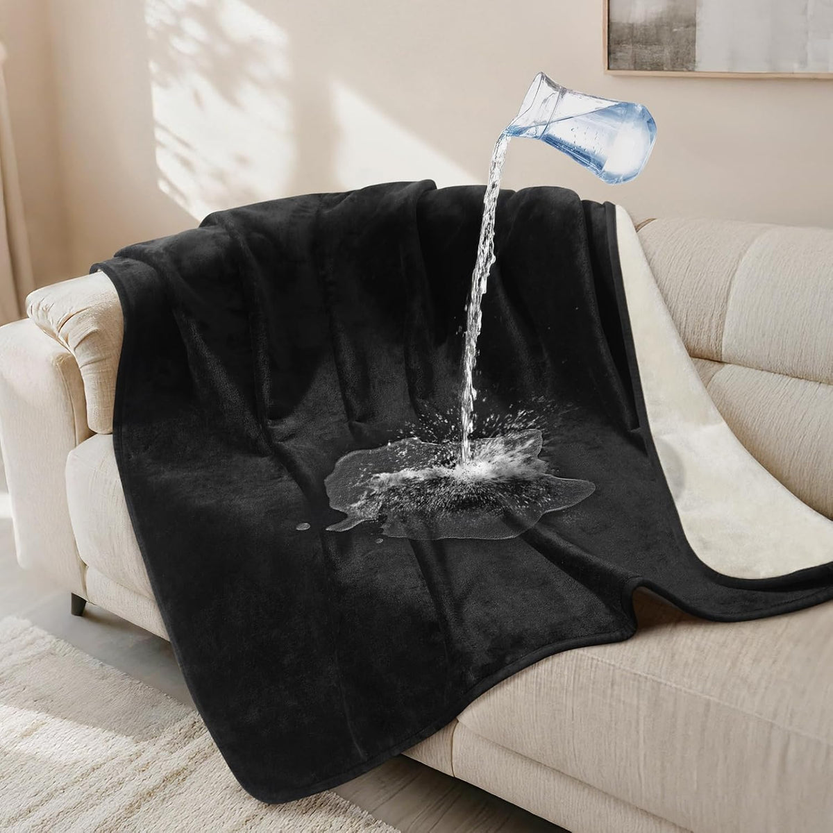 Waterproof Blanket for Bed, Soft Flannel Twin Bed Blanket 60" x 80"