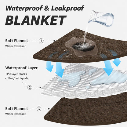 Waterproof Blanket for Bed, Soft Flannel Twin Bed Blanket 60" x 80"